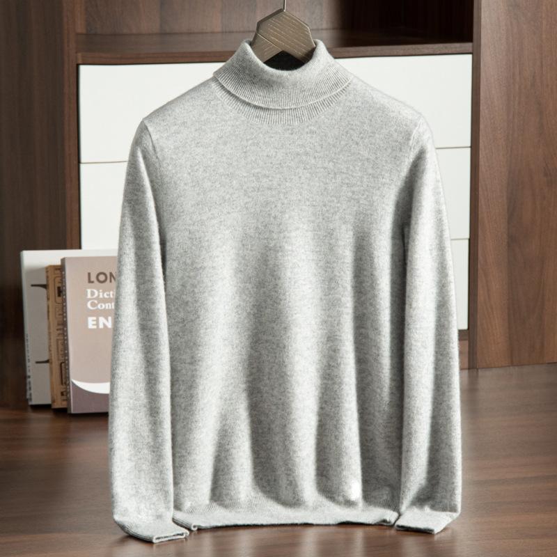 High-necked Cashmere Sweater, Loose Pullover, Bottom Lapel Sweater, Knitted Sweater.