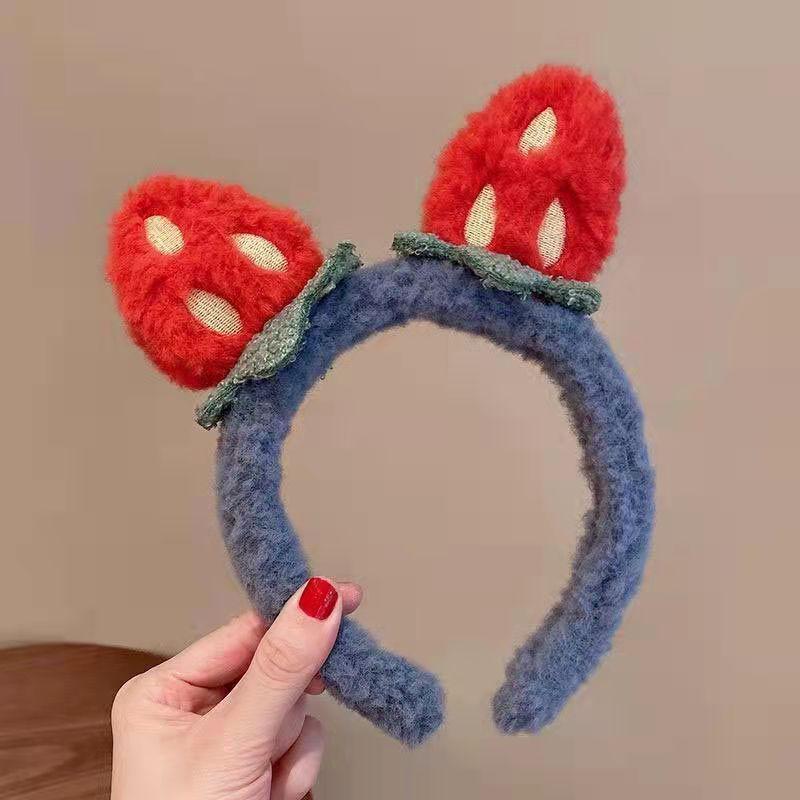 Cute Strawberry Headband: 3D Sweet Forest Design for Makeup & Face Wash - Korean Style