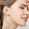 925 Silver Hoop Earrings Simple Smooth Large Earrings Women's Jewelry
