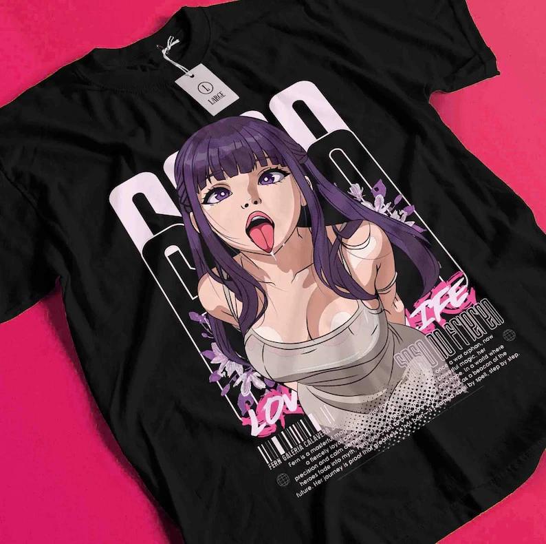 Anime Waifu Fern Frieren Beyond Journeys End Black TShirt Size S4XL S