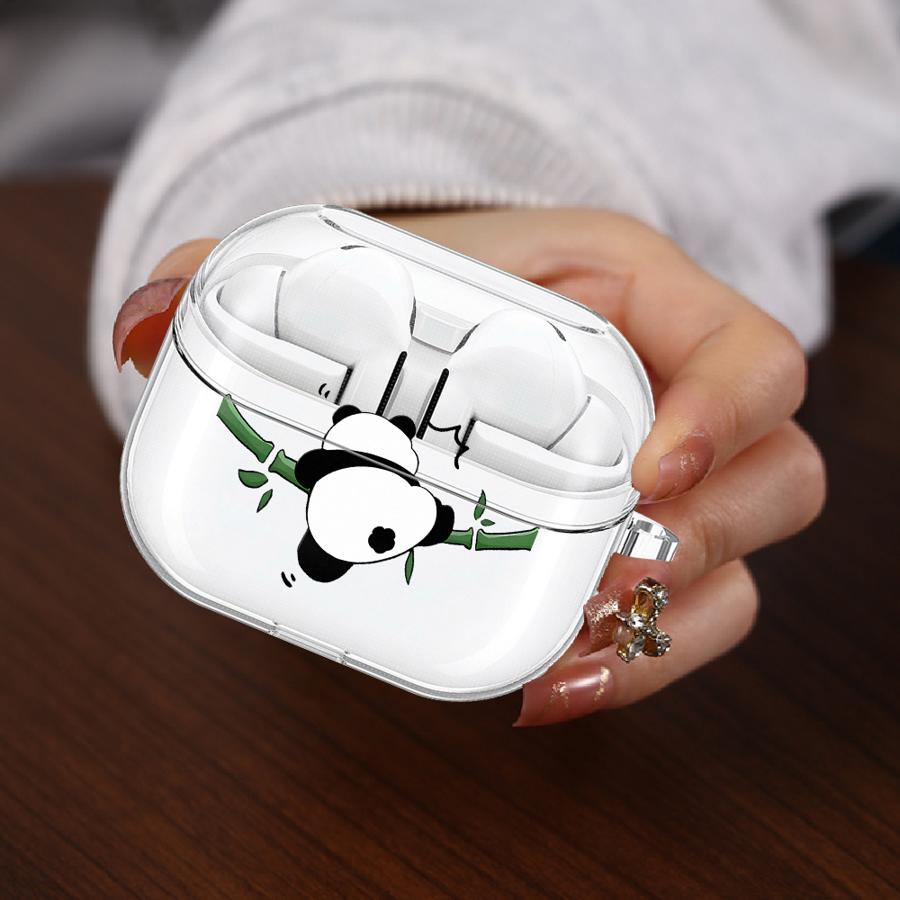 Cartoon Cute Panda Case For Samsung Galaxy Buds 3 FE 2 4Pro 3Pro 2Pro 4 Pro Live Clear Earphone Cases Cover With Hook