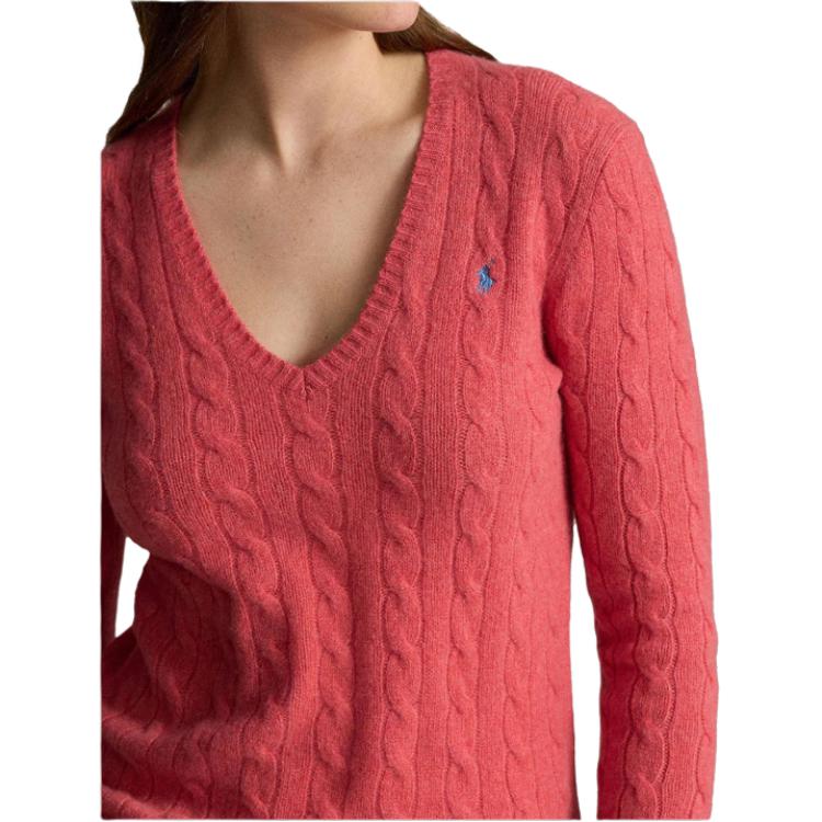 Polo Ralph Lauren Unifarben mit Logo-Stickerei V-Ausschnitt Pullover Langarm Pullover Damen Pullover 211910422-021