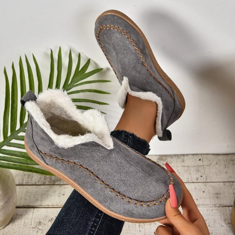 Women's Plus Size Slip on Ankle Snow Boots Fleece Lined Thickened Warm Cotton Boots