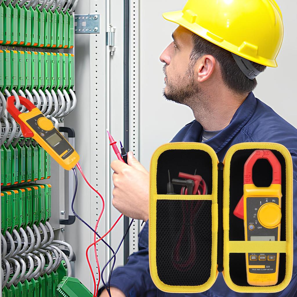 Peyyargo Storage Case Compatible with Fluke 323/324/325/302/303/305 Digital Clamp Meters/Multimeters (Black + Yellow)