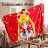 Custom Name Flannel Blanket,Sailor Moon Lightweight Warm Bed Blanket For Couch & Holiday Gift