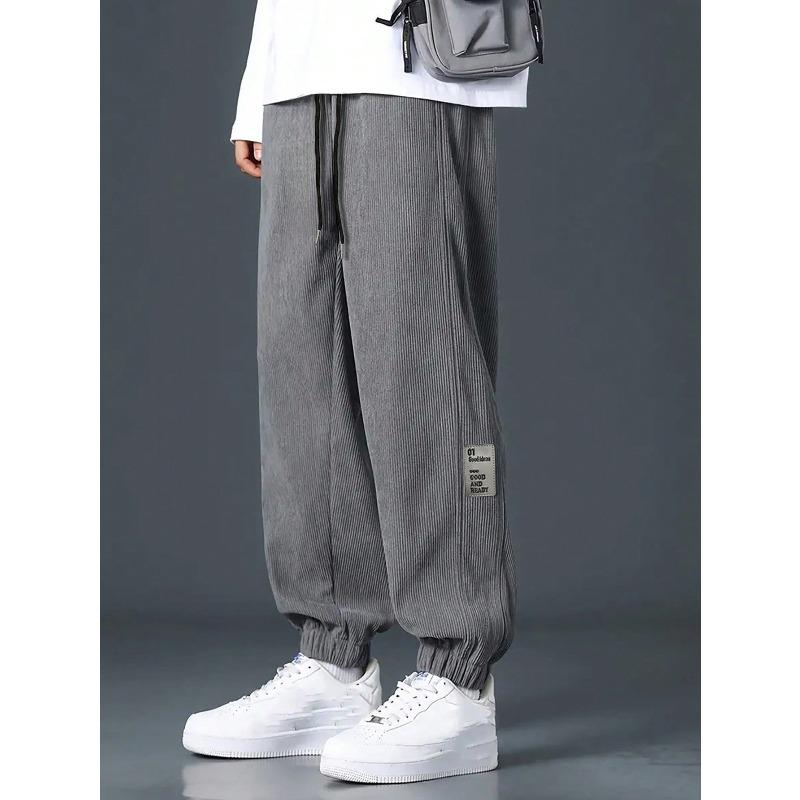Casual sports corduroy loose trendy brand men's trousers straight multi-pocket overalls