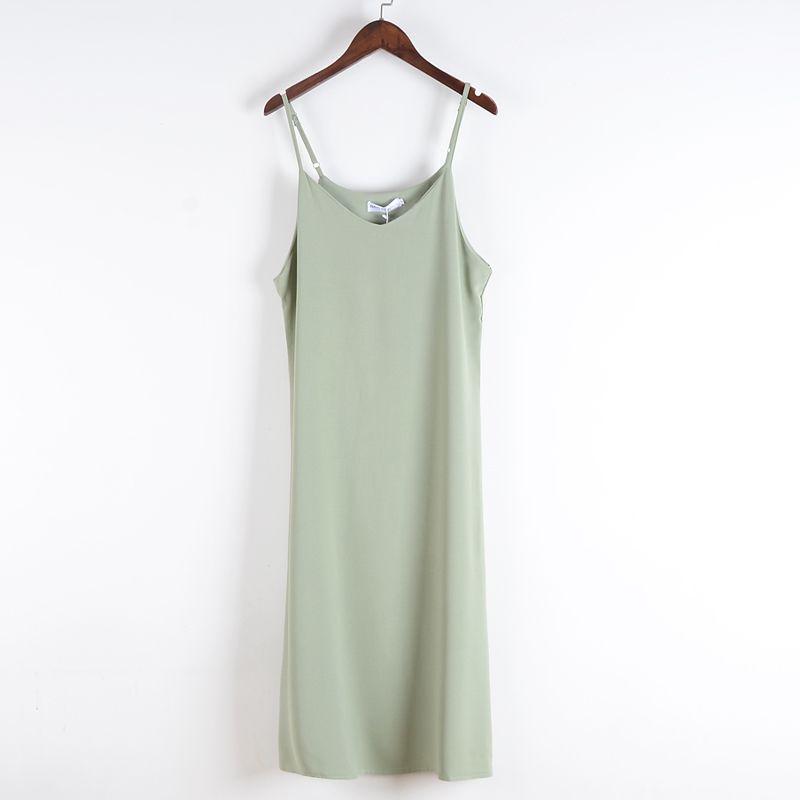Sleeveless Chiffon A-Line Dress - Women's Knee-Length Solid Color Skirt for Summer Commutes