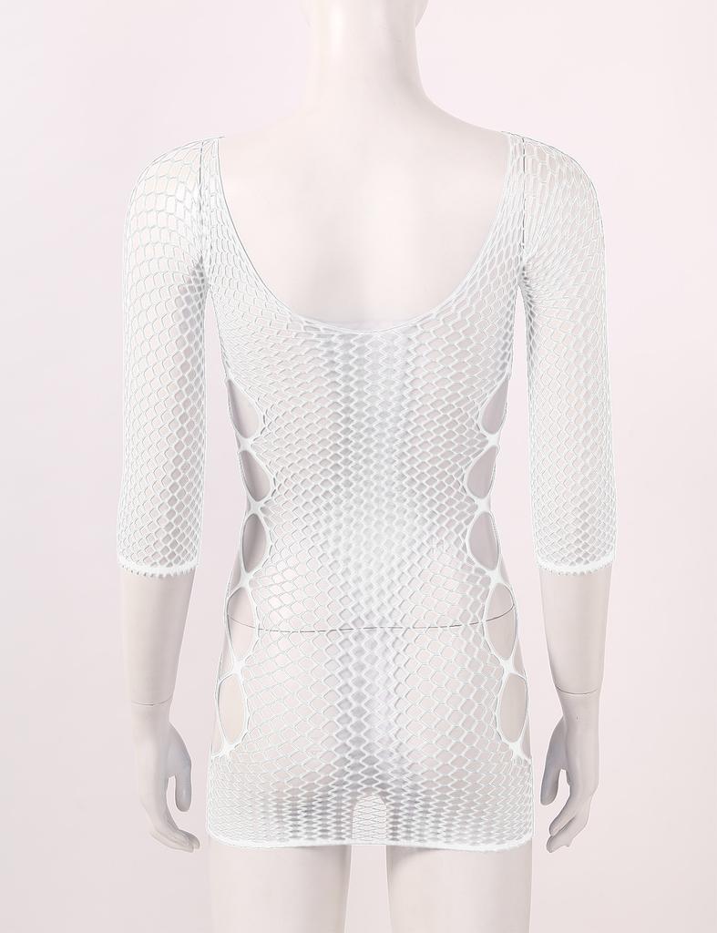 Women Stretchy Fishnet Lingerie Sexy Hollow Out Mini Night Club Bodystocking Dress