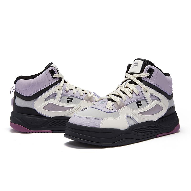 FILA Fusion Bank II Mid We Versatile Fleece Low-Top Skate Shoes Women sneaker Gray Purple T12W442908FVI