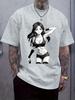 Casual Graphic Tee - Stylish Anime Print Crew Neck Short Sleeve T-shirt for Summer