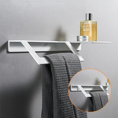 Étagère de Salle de Bain Blanche Murale Porte-Serviettes Barre à Serviettes Aluminium Étagère de Douche de Salle de Bain Étagère de Rangement pour Serviettes Accessoires de Salle de Bain