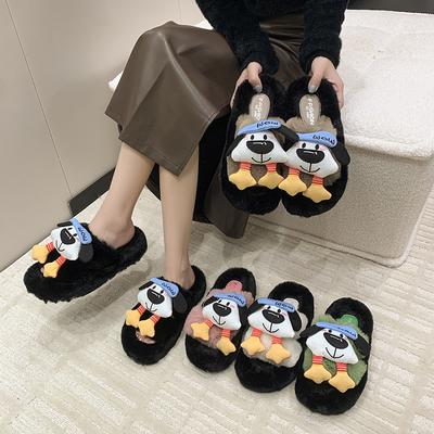 Cute Cartoon Puppet Girl Slippers Cotton Slippers Autumn and Winter Niche Indoor Home Non-slip Warm Fluffy Slippers