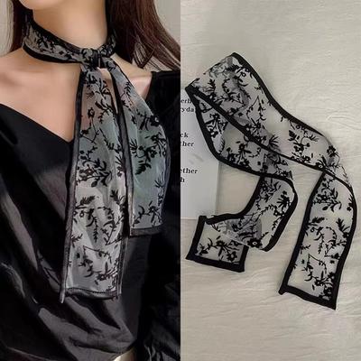 Y2k Süße Blume Spitze Nackenband Anziehdekoration Koreanischer Stil Haarband Halstuch Transparentes Langes Band Kopftuch