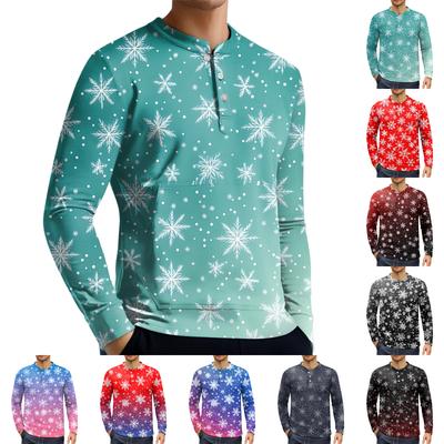 Herren Casual Button-Down Sweatshirt Mode Bedrucktes Langarmshirt Pullover