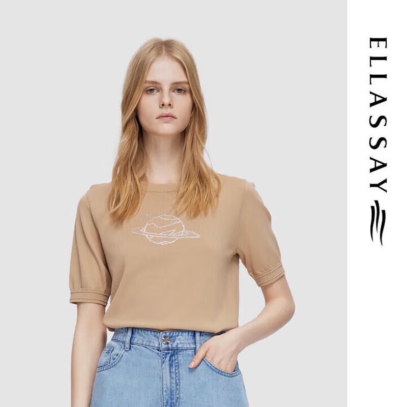 ELLASSAY Women s Short Sleeve Round Neck Knit Sweater EWD352M03700 XS