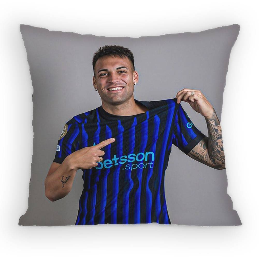 Lautaro Martinez Calciatore Federa per cuscino Federa antiacaro Cerniera invisibile Peluche corto setoso Copricuscino per divano
