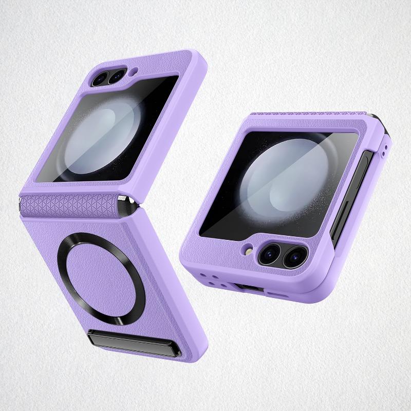 Magnetický stojánek pro Magsafe Pouzdro na telefon pro Samsung Galaxy Z Flip 6 5 Flip6 Flip5 5G Ochranné sklo pantu Kožený kryt
