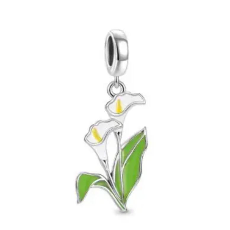 925 Silver Iris Pendant Fit Bracelets  Sunflower Tulip Autumn Pinecone DIY Butterfly Pendant Jewelry Gifts