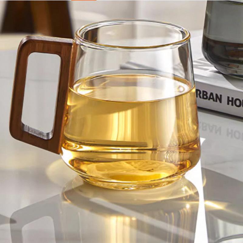 Office Household Wooden Handle Guanshan Green Tea Cup, Wholesale, High Borosilicate Glass Cup Scented Tea Green Tea Bubble