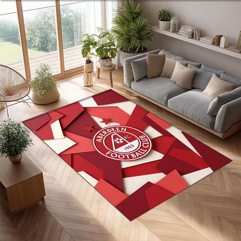 Aberdeen FC Soccer Football Pattern Soft Area Rug Non Slip Indoor Floor Carpet Sports Decor Mat for Bedroom