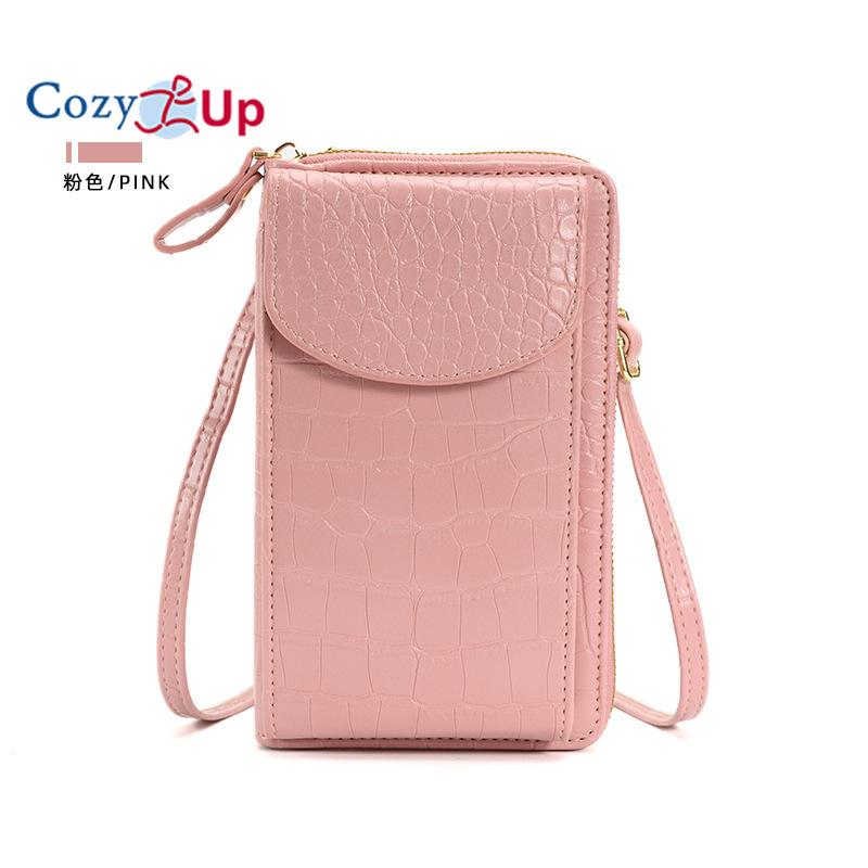 

Сумка Cozy Up для мобильного телефона, женская вертикальная кожаная маленькая квадратная сумка, дорожная сумка через плечо на одно плечо розовый