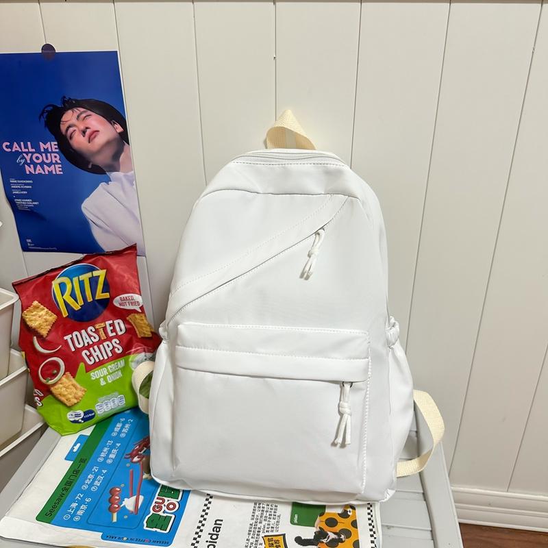 

Простой однотонный повседневный рюкзак, легкая универсальная сумка для ученика старшей школы, универсальные однотонные рюкзаки для прогулок бежевый