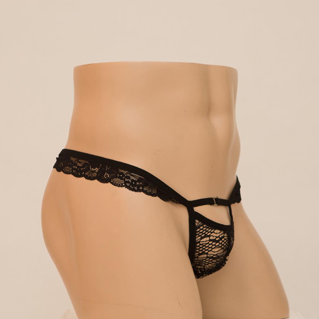 Men's Sex Panties, Transparent Lace Pouch Bag Egg Ultra-thin Thong, Sexy Low-rise Sex Thong