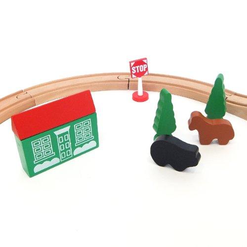 Maxim Wooden Rail Set Series with Magnetic Cars, Figure of 8, 37 Pieces
