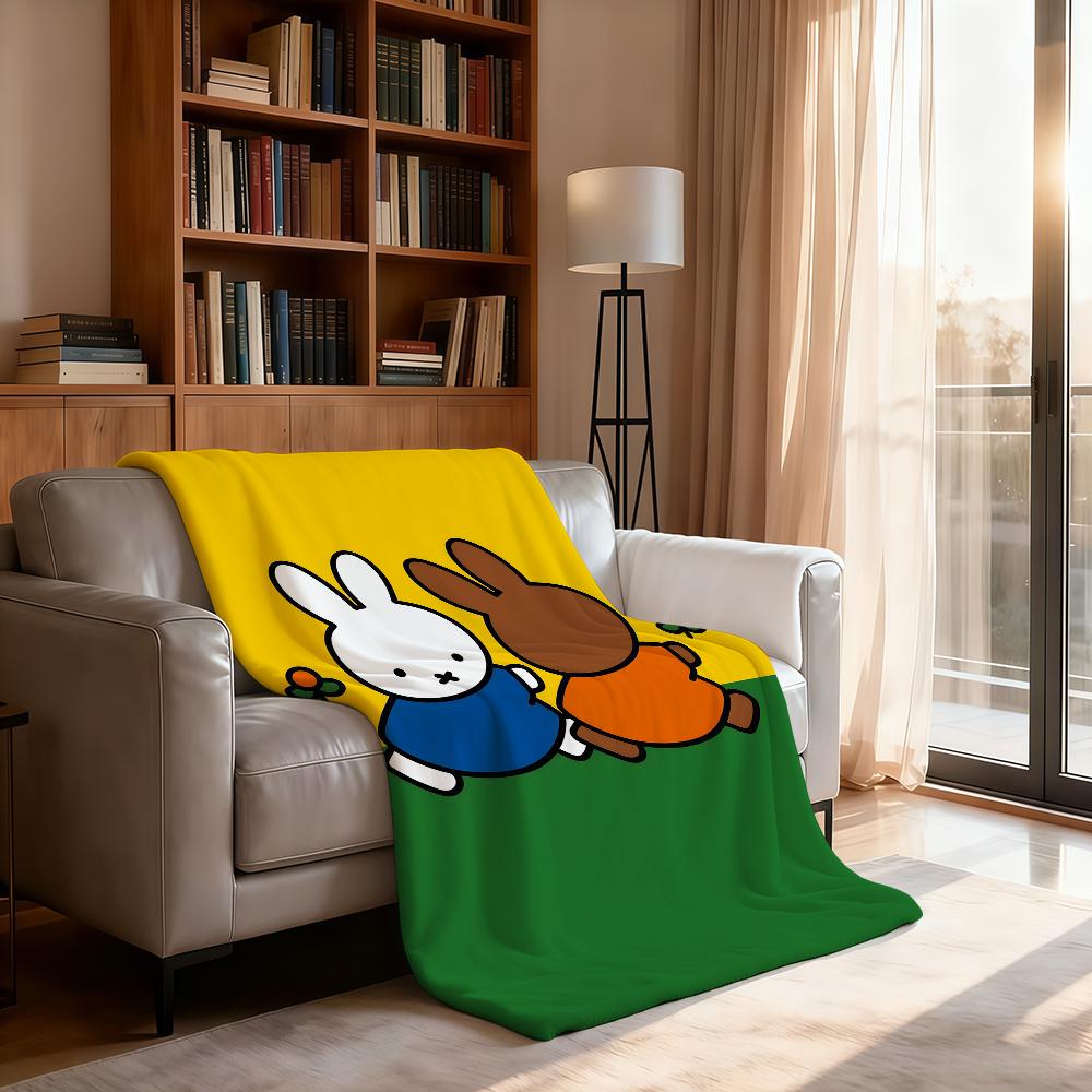 Kawaii M-Miffy and Her Friends Blanket Soft Throw Blanket for Home Bedroom Bed Sofa Picnic Travel Office Rest Cover Blanket Gift