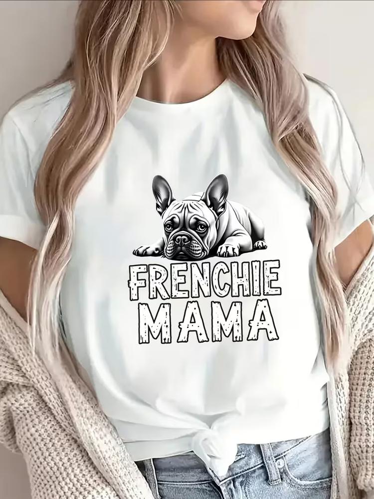 Unisexs French Bulldog Mom Graphic TShirt Casual Short Sleeve Dog Lover Tee S