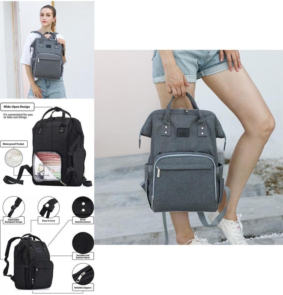 Stilvoller und langlebiger Windelrucksack mit hochbelastbaren Reißverschlüssen