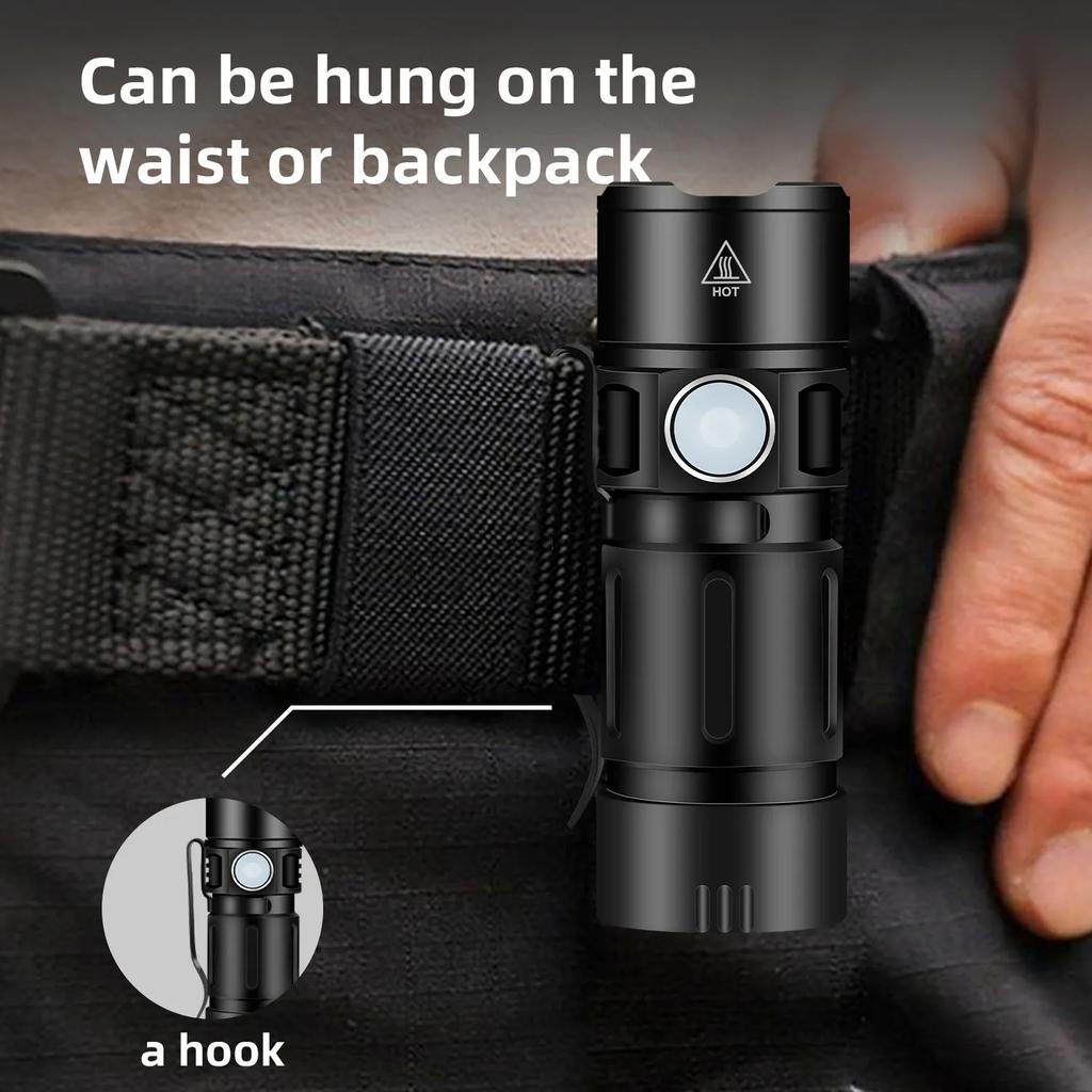 Mini Torch LED Rechargeable Flashlight High Power Camping LED Torch with Tail Magnet Camping Fishing Lantern Hat Clip Light