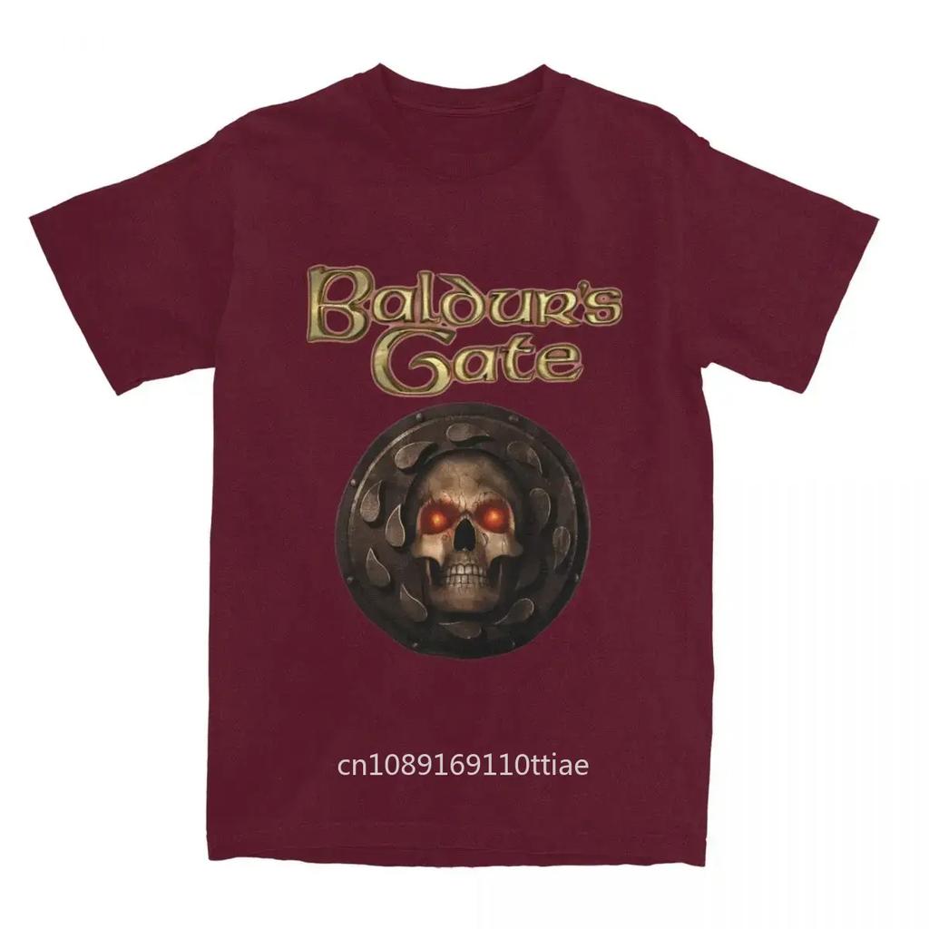 Funny Baldur's Gate Astarion Vampire Skull T-Shirts for Men Crewneck Pure Cotton T Shirt Gothic Short Sleeve Tee Shirt Tops