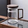 450ml 550ml Heat-resistant Glass Tea Mug With Crescent Filter Wooden Handle Lid Tea Water Separation Cup Drinkware