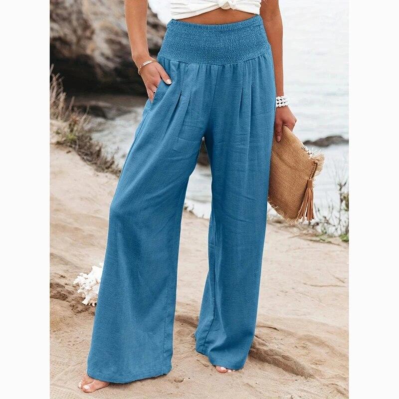 Dorywczo wysokiej talii spodnie szerokie nogawki damskie wygodne jednolite, luźne, workowate spodnie kobieta moda eleganckie kieszenie proste spodnie 30768