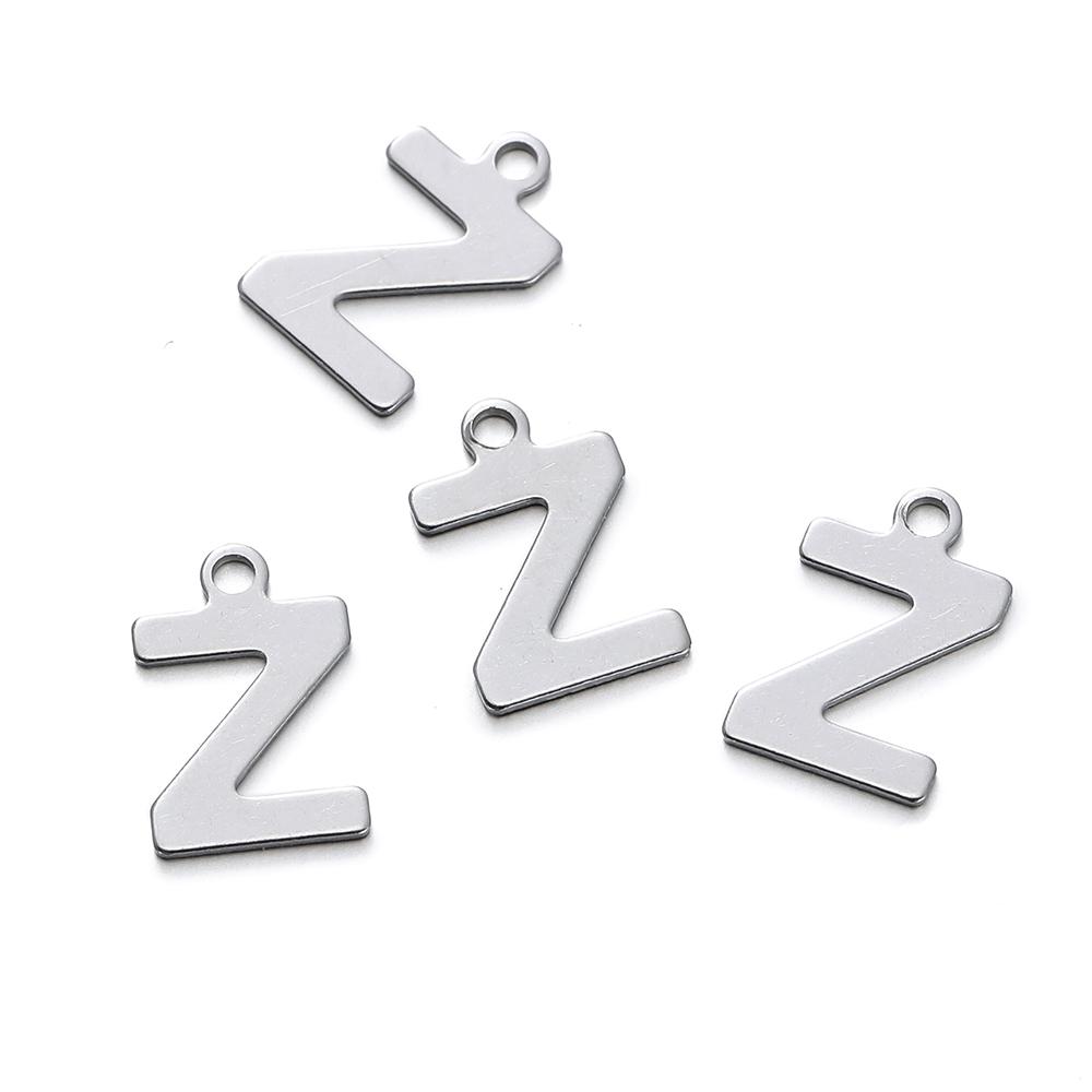 50 Stück Edelstahl 12mm Englische Buchstaben A-Z Anhänger für DIY Halsketten Schmuckherstellung Zubehör