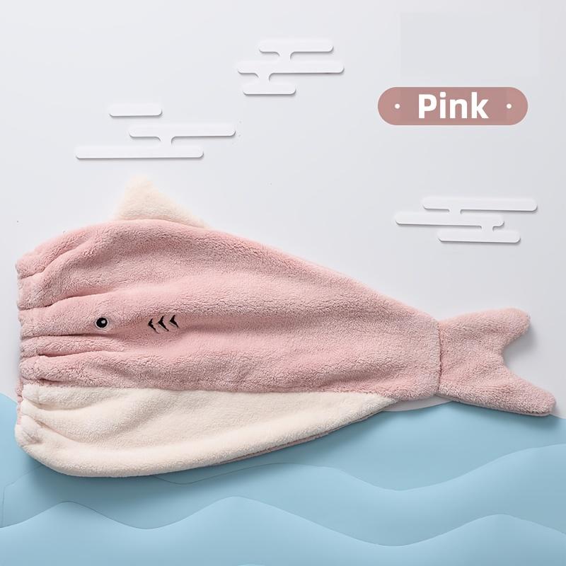 2 peças Touca de Secagem de Cabelo de Lã de Coral Ultramacia com Design de Peixe, Envoltório de Toalha Absorvente de Secagem Rápida, Presente Bonito para Uso Doméstico Mistura de Poliéster, Lavável à Máquina