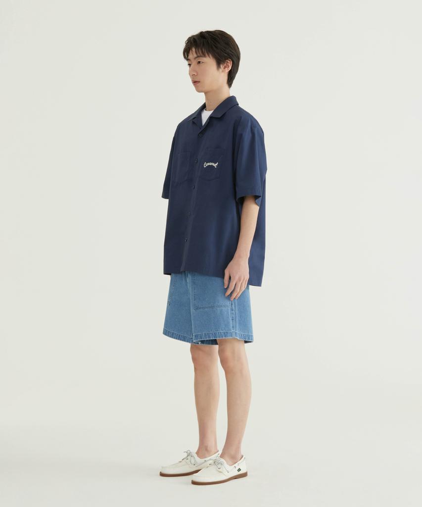 COVERNAT Regular Fatigue Short Denim Shorts White