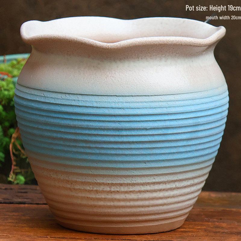 Stor Handgjord Keramik Kruka för Suckulenter och Grönska, Andningsbar Lerkruka i Lila Lera