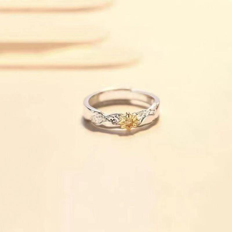 Sun & Moon Radiance His & Hers Wedding Bands: Unique Silver Rings with Original Design for Couples – Ideal Birthday Gift