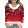 Christmas Day Girls Long Sleeve T Shirts Kids  Girls' V-Neck Tee Christmas Print Long Sleeve Top