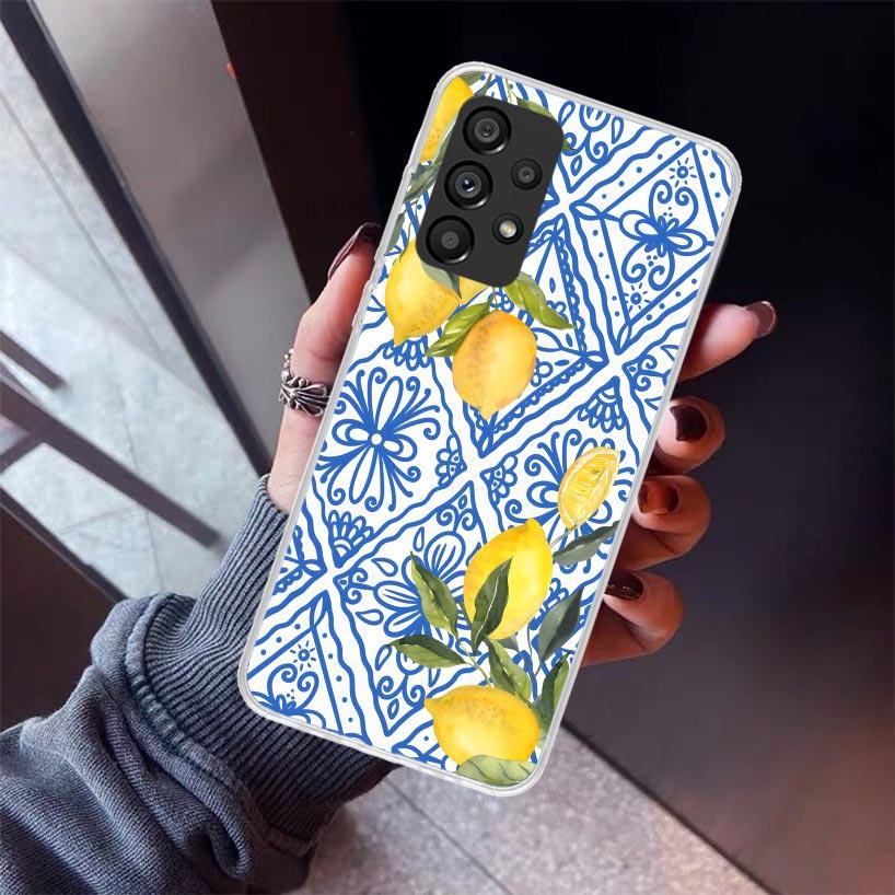 Mediterranean Lemon Phone Case For Samsung Galaxy A12 A52S A42 A32 A22 A51 A50 Note 20 Ultra 10 S10 Plus A71 A70 A31 A30 A10S Ga