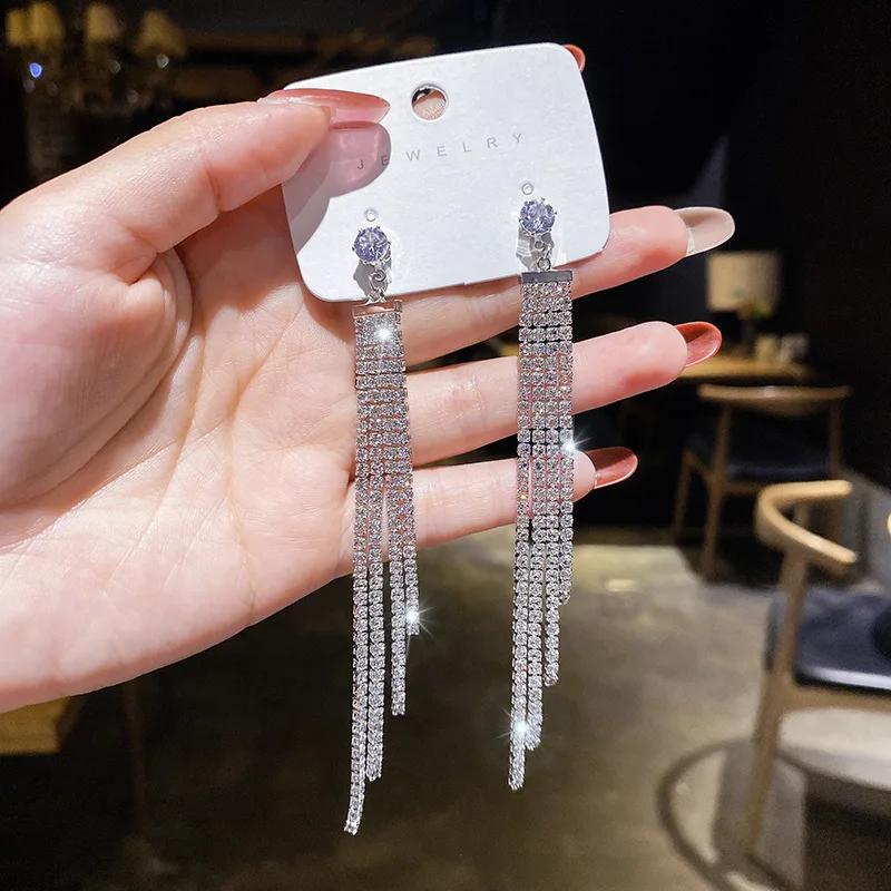 Fashion Trend Unique Design Elegant Exquisite Light Luxury Rhombus Zircon Earrings Female Jewelry Party Premium Gift