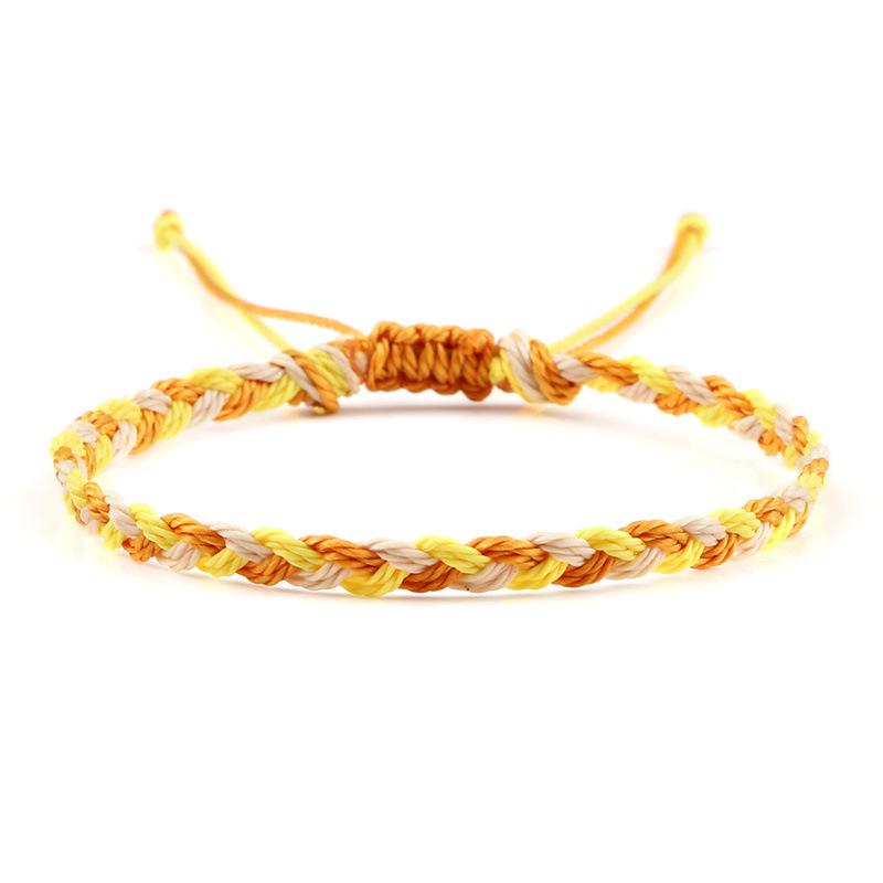Adjustable Colorful Three-Strand Braided Waxed Thread Bracelet Set for Couples and Handmade Jewelry