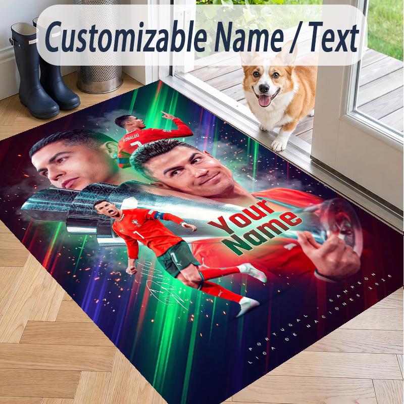 Custom Text Printed Rug Cristiano Ronaldo Non Slip Floor Carpet For Home Room Decor