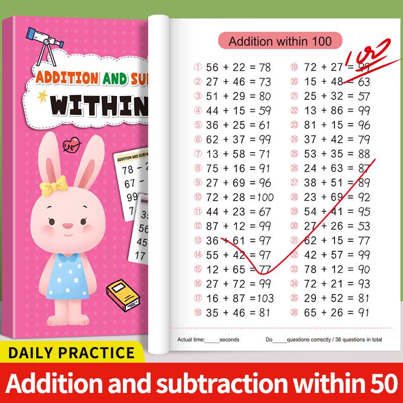 Addition and Subtraction Workbook 10-100 Math Drills for Grade 1 Students Number Sense Early Learning Practice Book