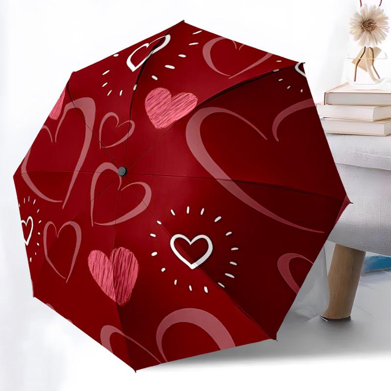 1pc Love Hearts Automatic Open/Close Umbrella Compact Folding Umbrella, All-Season Portable Umbrella for Women/Men F1124355