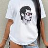 Harry's Kiss und Disco Face Aufdruck T-Shirt Lässiges Oberteil, Geeignet für Damenbekleidung im Frühling und Sommer