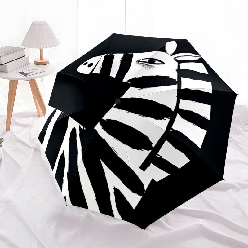 1pc Zebra Stripes Automatic Folding Umbrella - Compact Travel Umbrella with Auto Open/Close 8-Rib Heavy-Duty Shaft for Women/Men -l042