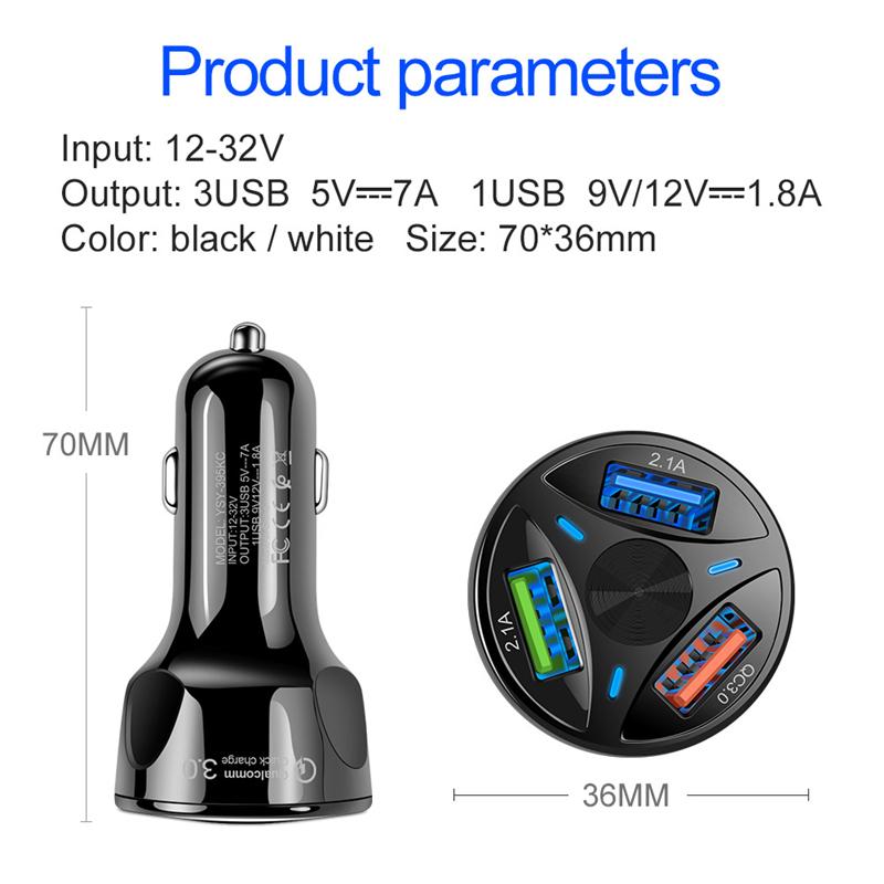 Auto-Zigarettenanzünder Universell 7A 48W USB-Autoladegerät Zigarettenanzünder-Verteiler 3 Ports Schnellladung 3.0 Schnellladeanschlüsse